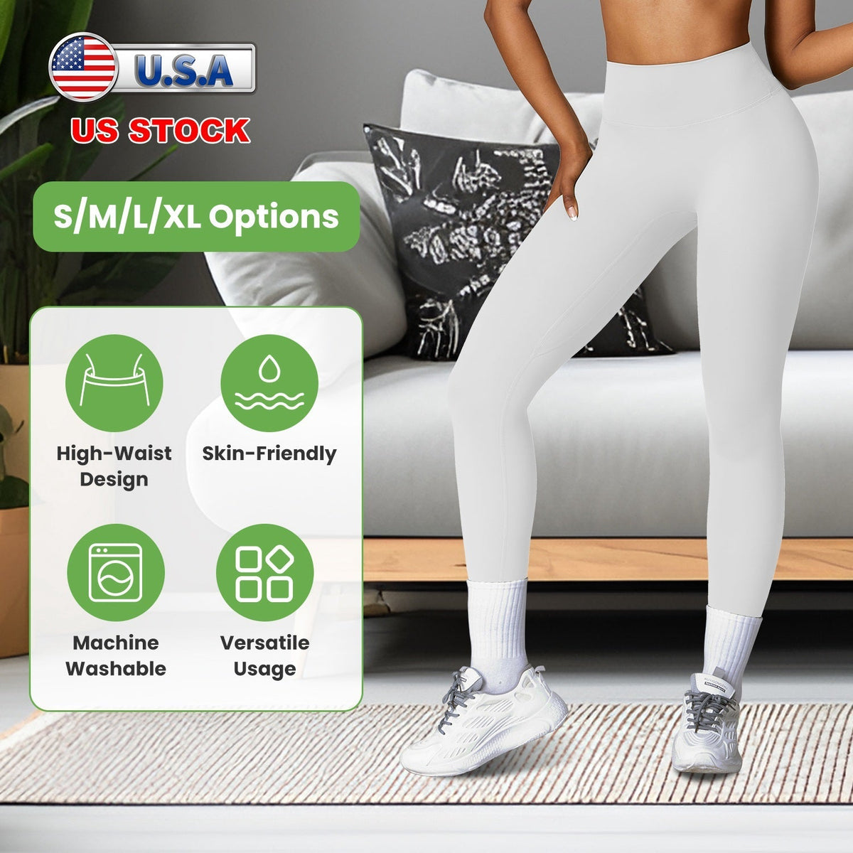 Women\'s High Waist Workout Leggings Tummy Control Compression Yoga Tight Pants Gym Pants Athletic Running Leggings with 25In Inseam No Front Seam