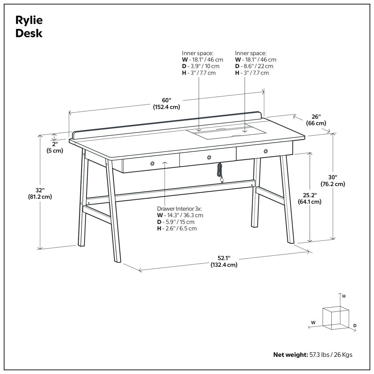 Rylie - Desk - Natural Aged Brown