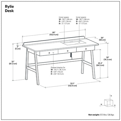 Rylie - Desk - Natural Aged Brown