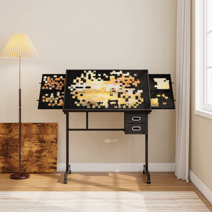 1000 Pieces Jigsaw Puzzle Metal Table with 4 Trays and 2 Drawers