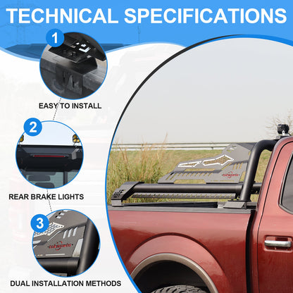 Universal Truck Bed Roll Bar, Steel Chase Rack Sport Bar