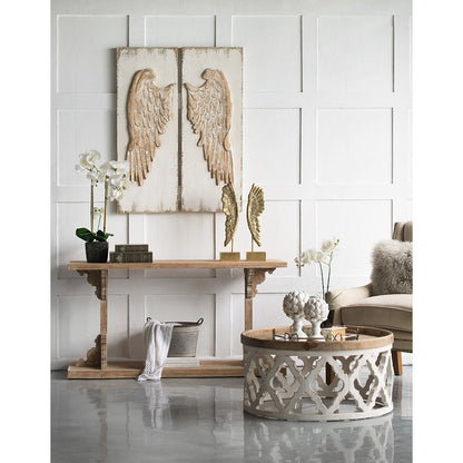 Feather Wing Wall Panels With Distressed, Rectangle Hanging Wall Art (Set of 2) - Multicolor