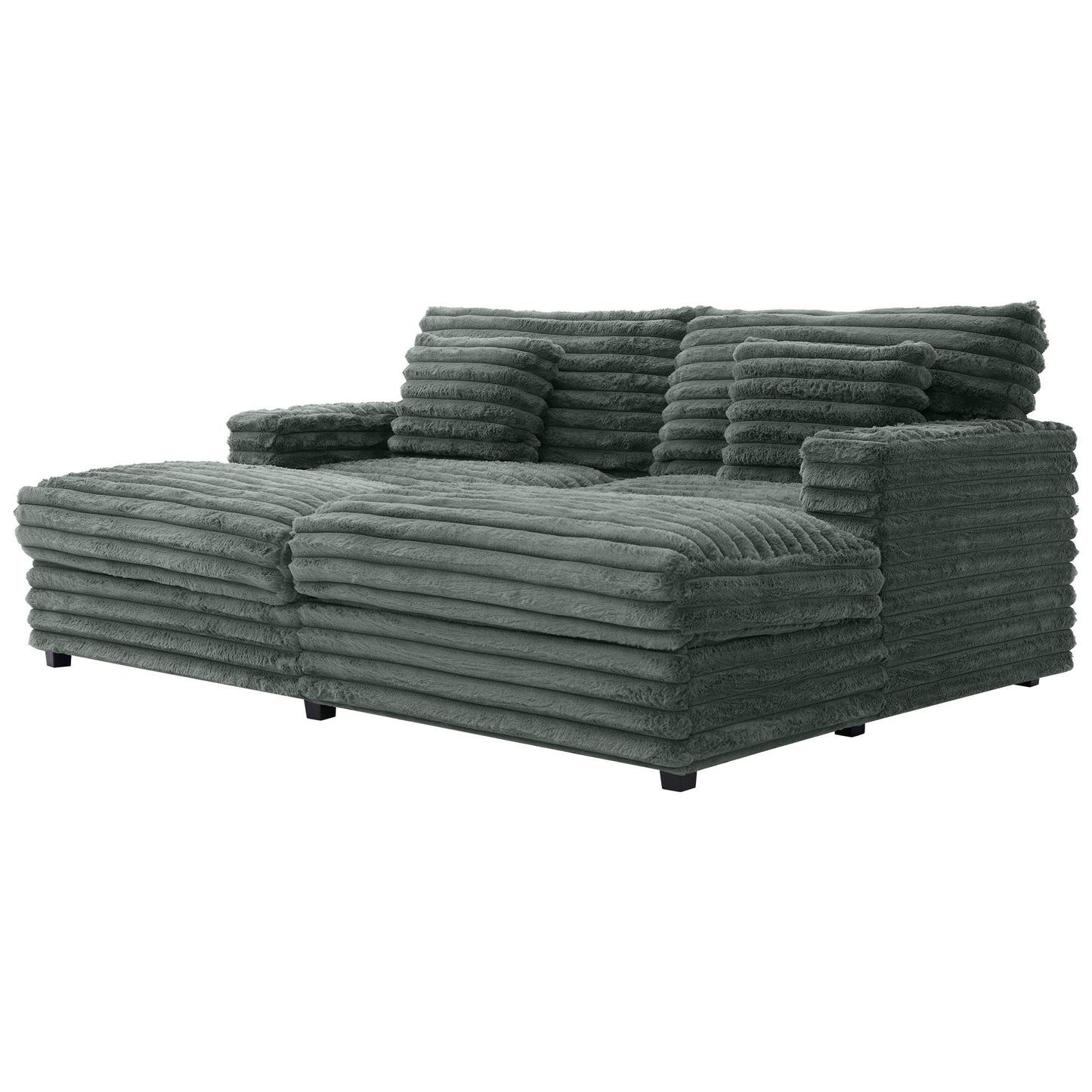 Oversized Double Chaise Lounge Sofa Bed With USB Ports And Cup Holders