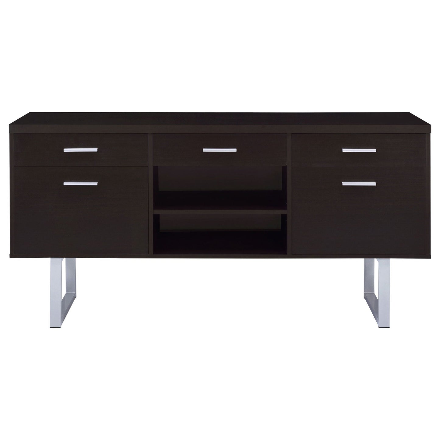 5 Drawer Credenza With Open Shelving - Cappuccino