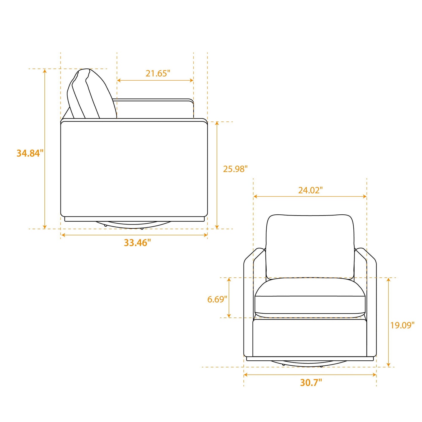 Modern Upholstered Square Swivel Accent Chair With 360 Degree Rotation