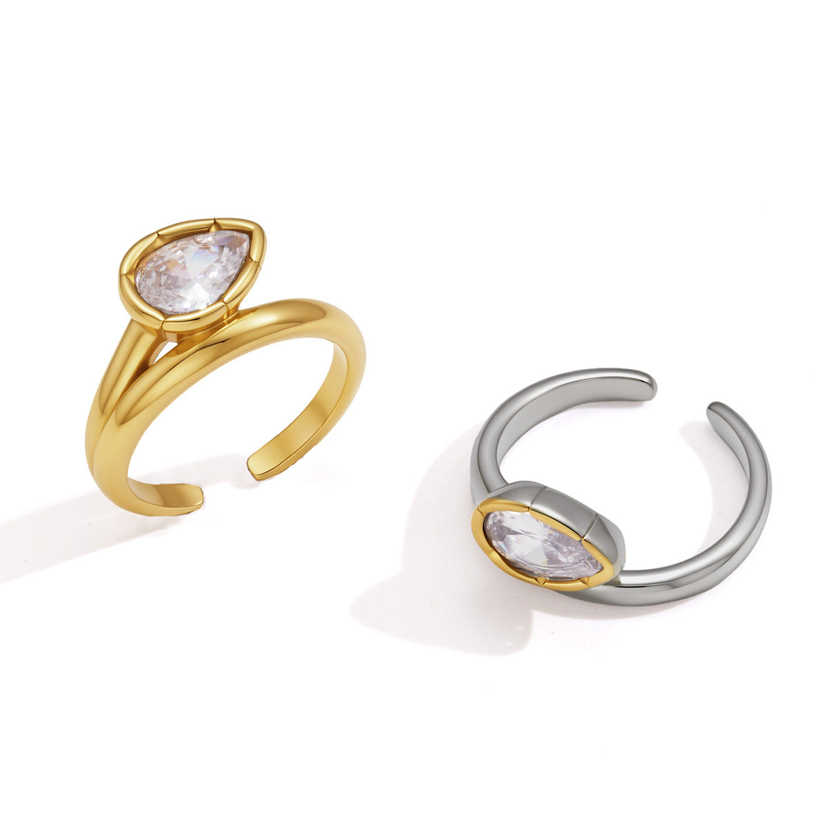 Bezel Zircon Open Ring Collection