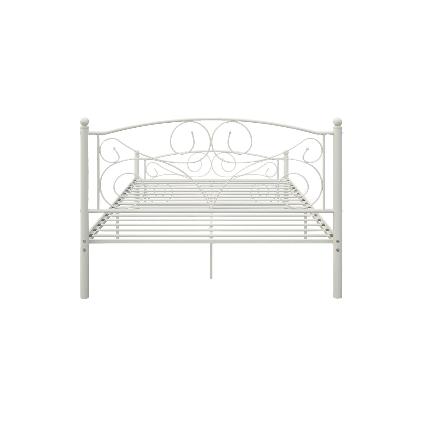 Queen Size Unique Flower Sturdy System Metal Bed Frame with Headboard and Footboard