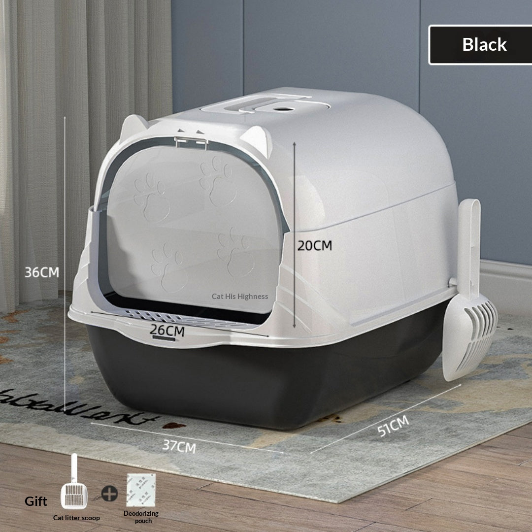 Extra-Large Enclosed Cat Litter Box, Splash-Proof With Detachable Lift-Top Lid