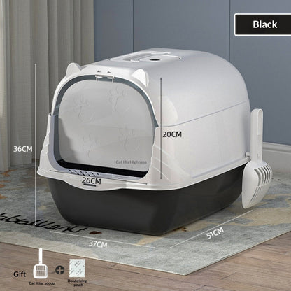 Extra-Large Enclosed Cat Litter Box, Splash-Proof With Detachable Lift-Top Lid