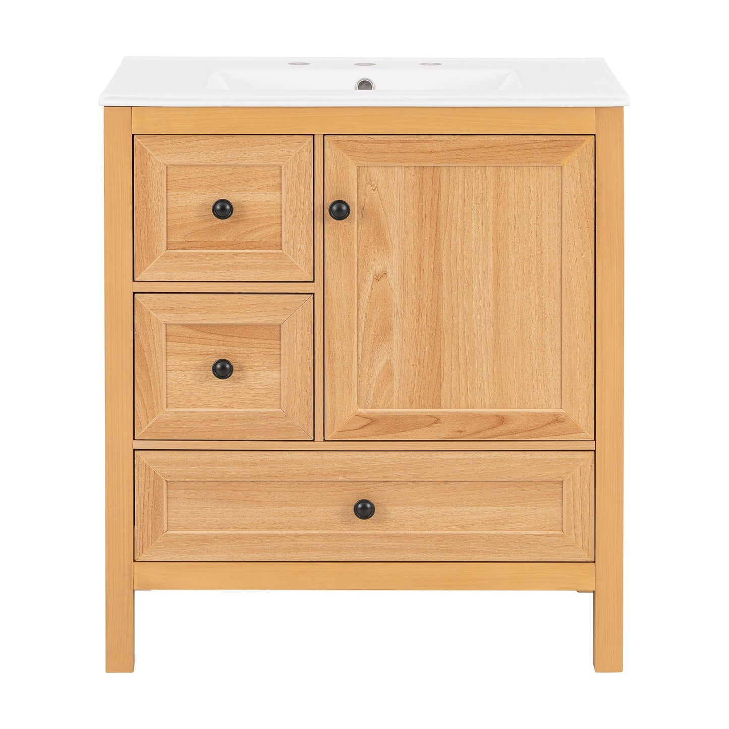 Modern Bathroom Vanity With Sink, Soft Close Drawers & Door, Storage Rack