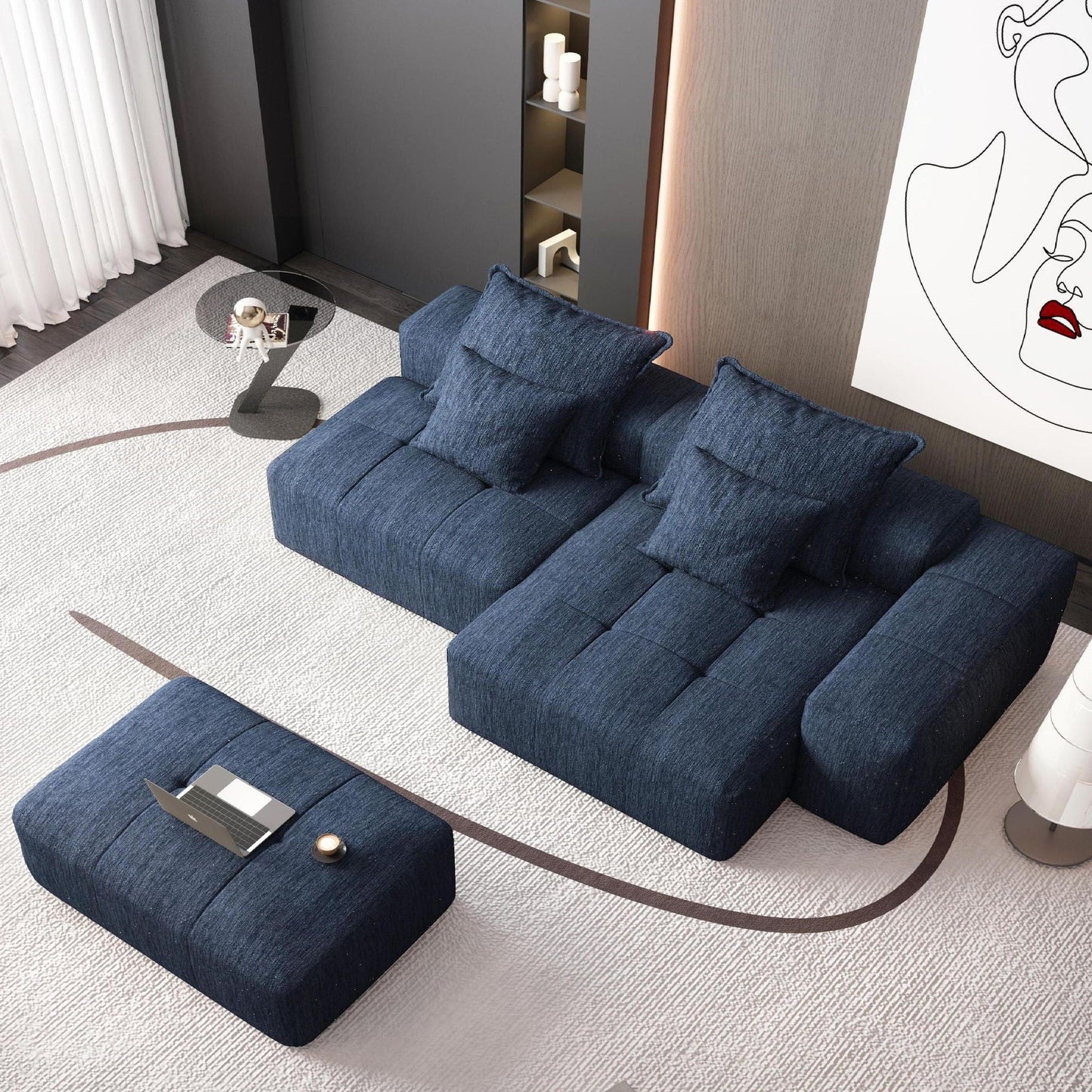 Modern Oversized DIY Combination Modular Sectional Sofa With Pillows