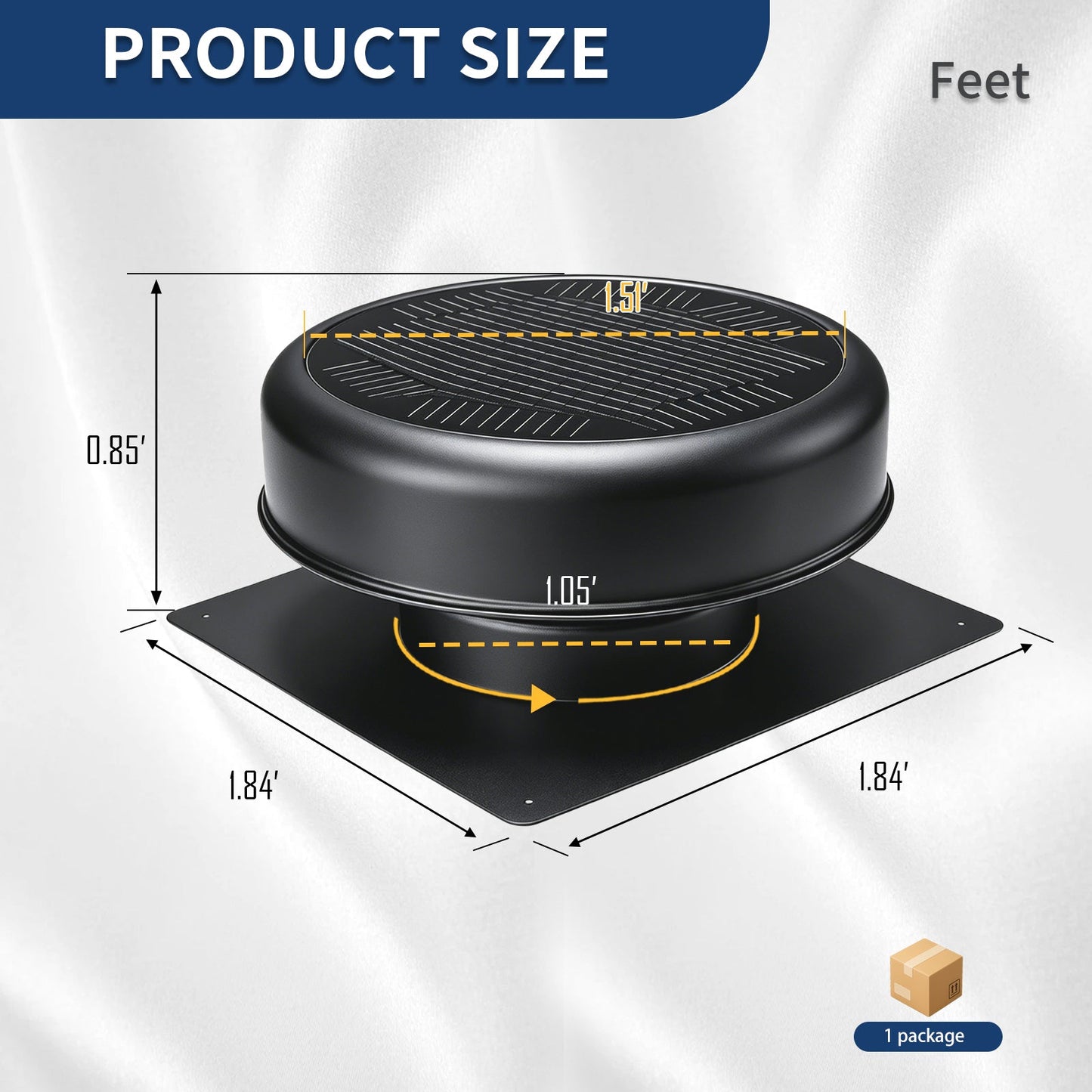 12" Flush Mount Round Solar Roof Vent Fan, 30W Dual Power