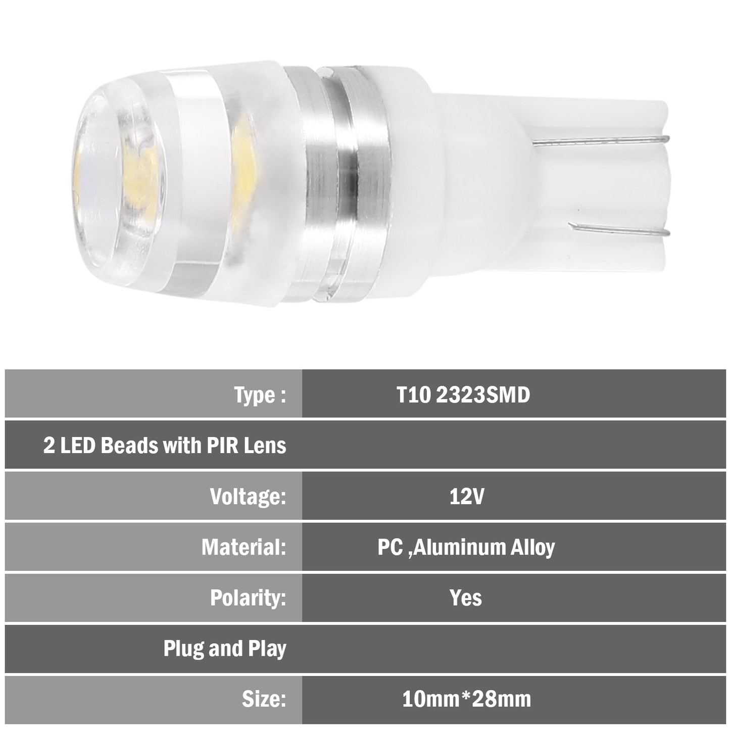 20Pcs/Kit LED Car Light Bulbs 500lm T10 2323SMD 6500K White Auto Lamps Replacement for Dome Map Door Trunk Signal License Plate
