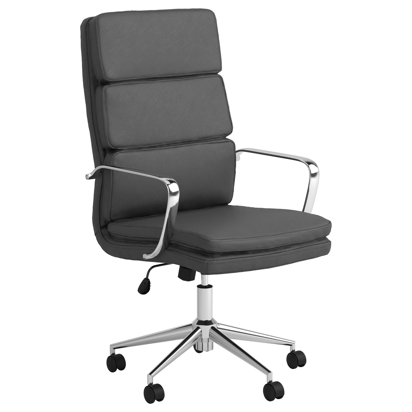 Upholstered Office Chair With Caster Wheels, Adjustable Height