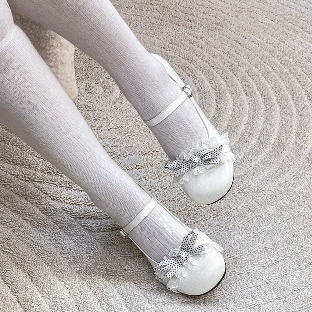 Sweet Lolita Shoes Lolita Shoes New High Heels Cute Lace Bow Girl Mary Jane Single Shoes