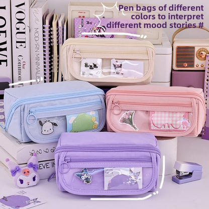 Girls Heart Prism Pencil Case, Large Capacity Elementary School Stationery Box, Girls Stationery Bag, Multifunctional Pencil Case