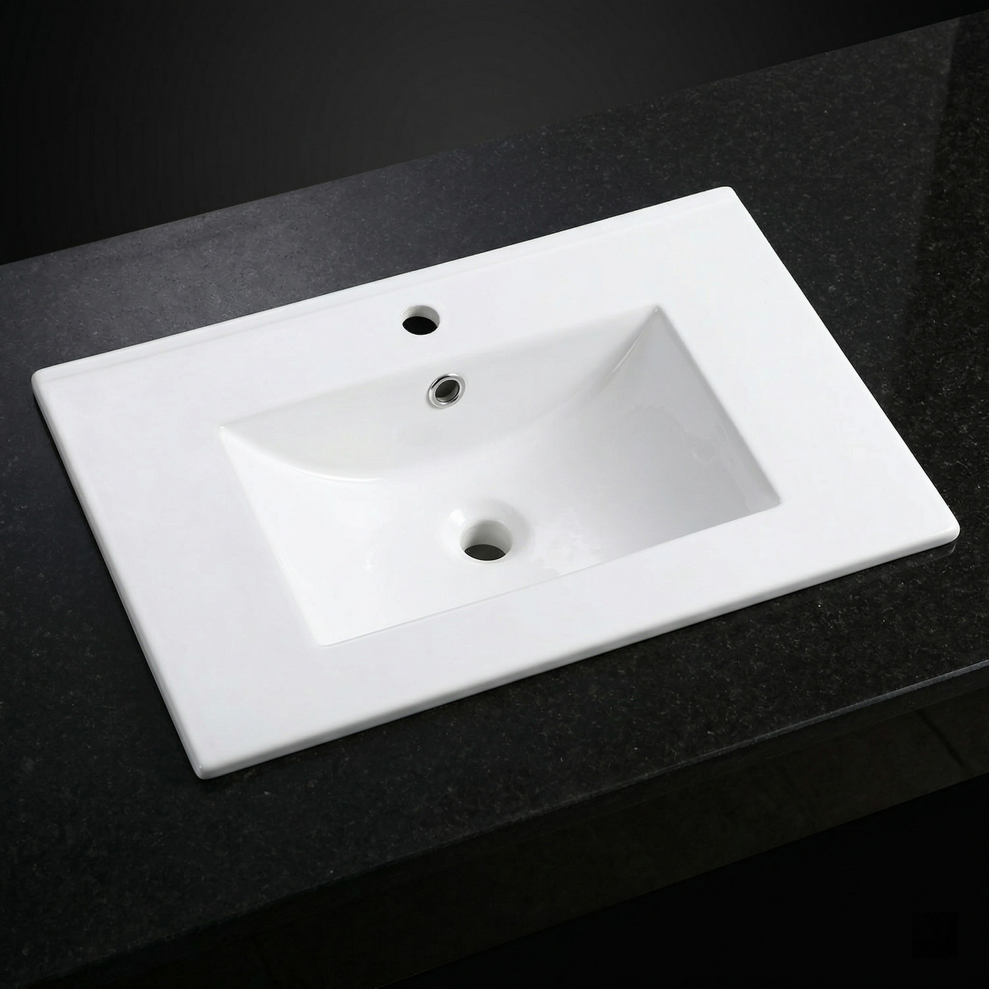 30Inch x 18.5Inch Ceramic Bathroom Vanity Sink Top with Single Hole