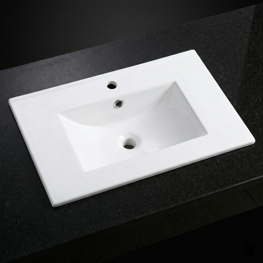30Inch x 18.5Inch Ceramic Bathroom Vanity Sink Top with Single Hole
