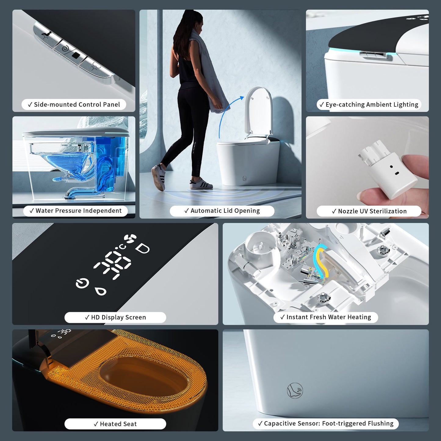 E40 Smart Toilet with Built-In Bidet and Advanced Features