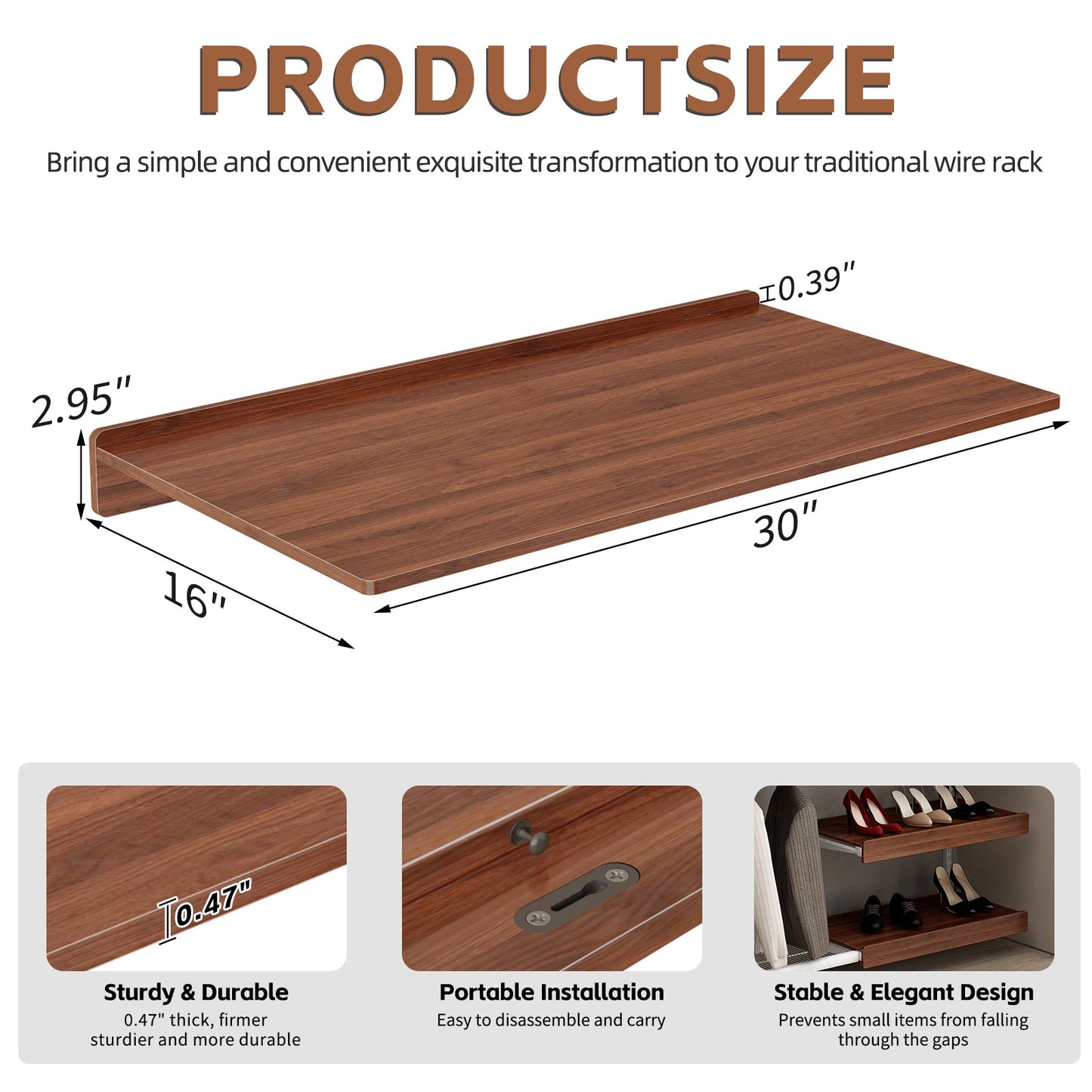 30" x 16" Heavy Duty MDF Wood Shelf Liners