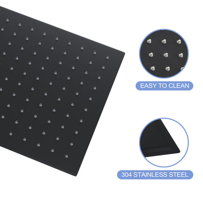 Modern 10" Square Rainfall Shower Head & Stainless Steel Wall Or Ceiling Mount Luxury Spa Shower Panel