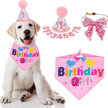 Dog Birthday Party Supplies Boy Girl Dog Birthday Hat With Numbers Dog Puppy Birthday Bandana Hat Bow  Puppy Birthday Hat