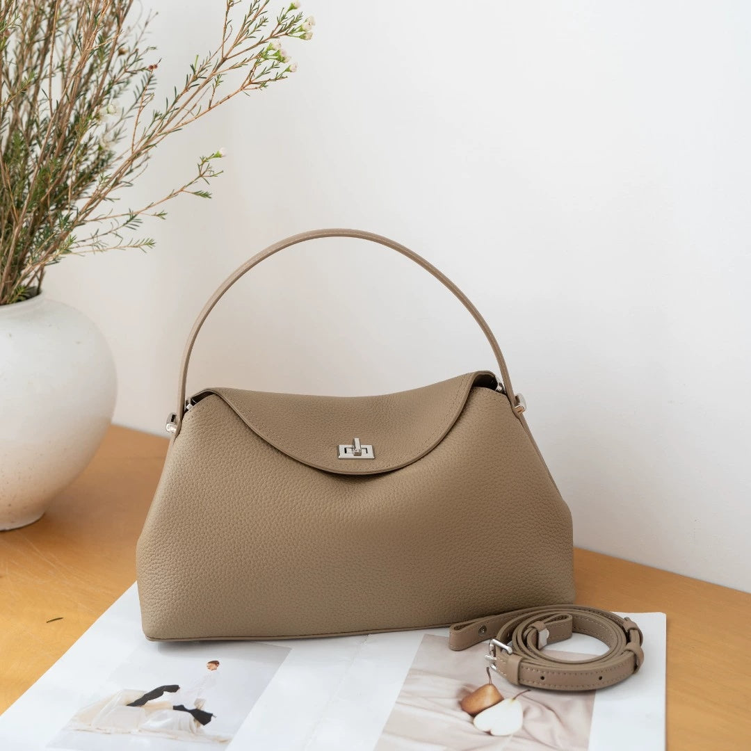 Genuine Leather Commuter Versatile Single-shoulder Women's Crossbody Bag, Simple, Large Capacity, Premium First-layer Cowhide Handbag