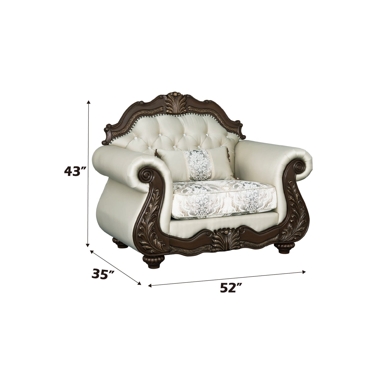 Pierce 2-Piece Traditional Living Room Set, Upholstered Loveseat and Accent Chair with Carved Wood Frame