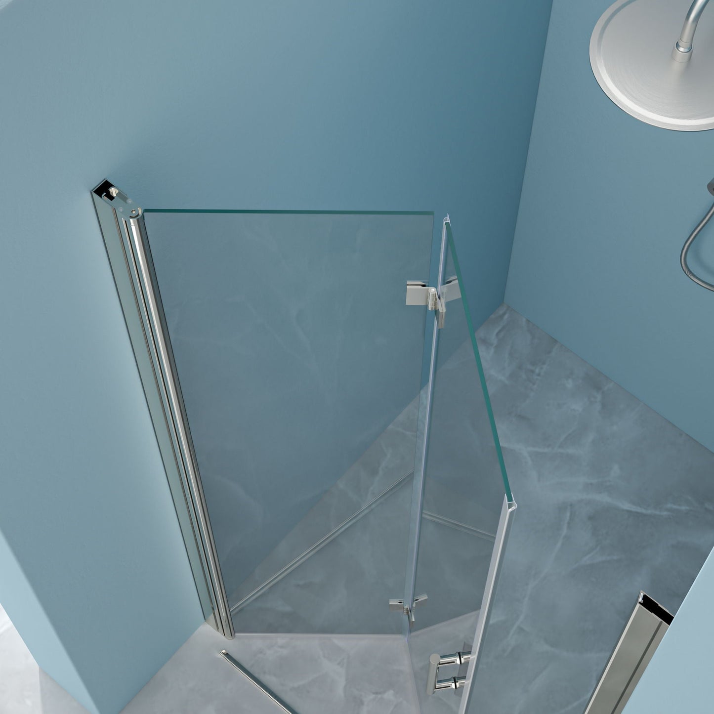 Fold Frameless Shower Door With Tempered Glass