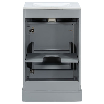 Elegant Bathroom Vanity With Ceramic Sink, Soft Close Door, Adjustable Shelf