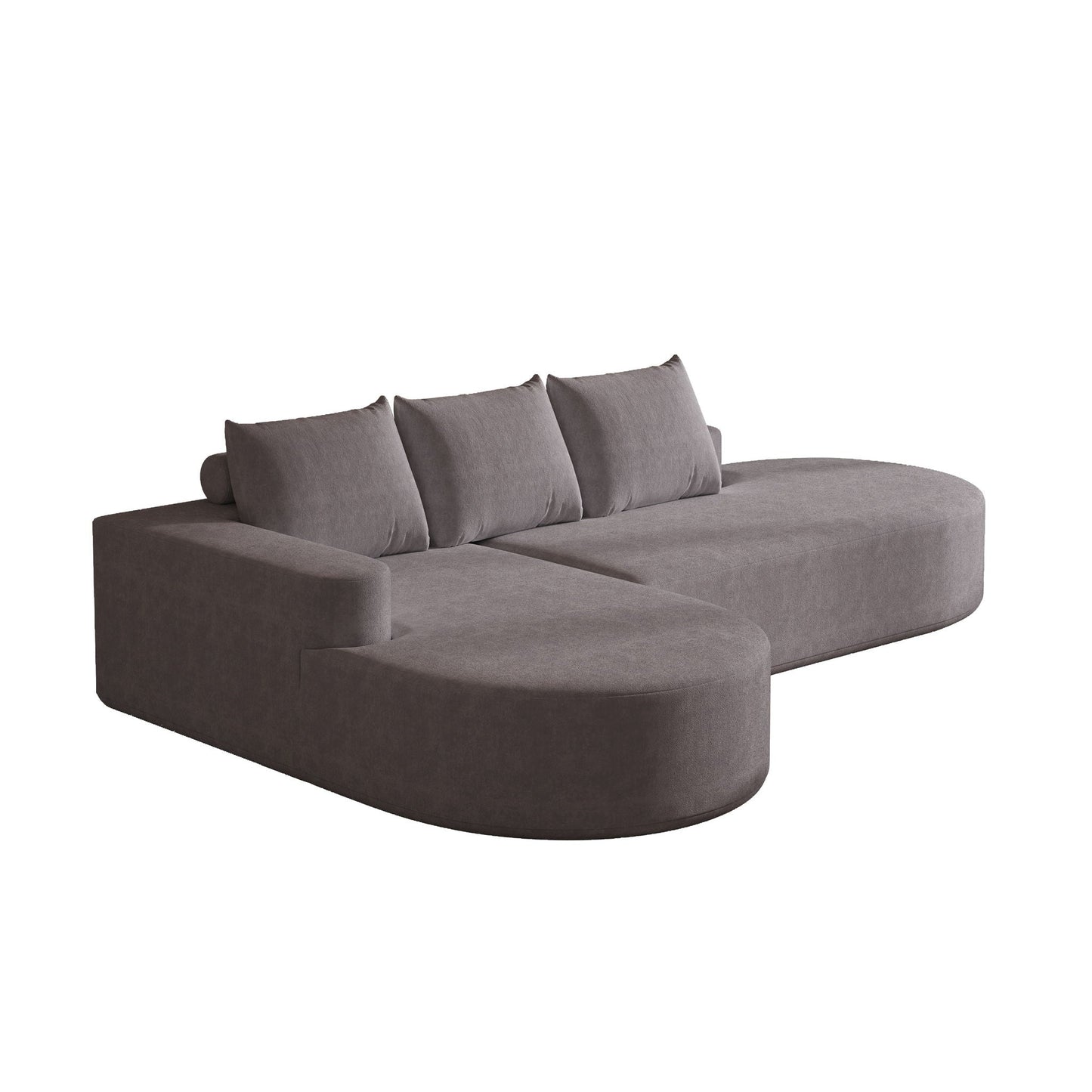 Modern Curved Sofa, L-Shaped Modular Sectional Set With 3 Pillows