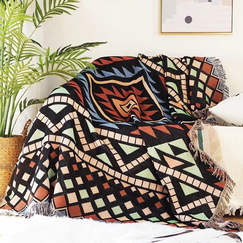 Geometric Double-sided Knitted Sofa Blanket