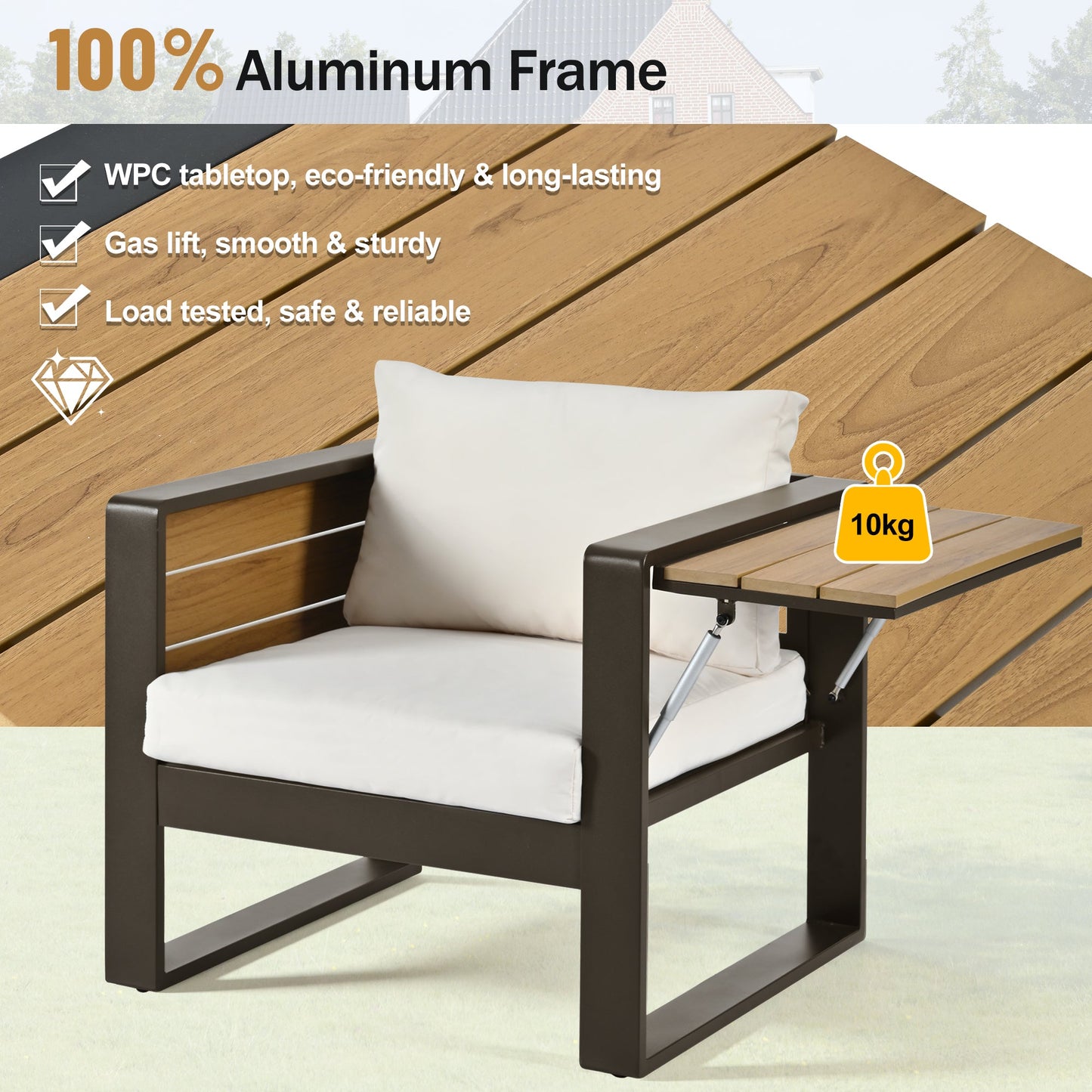 Aluminum Frame Large 4-Piece Outdoor Patio Furniture Set for 5 Person