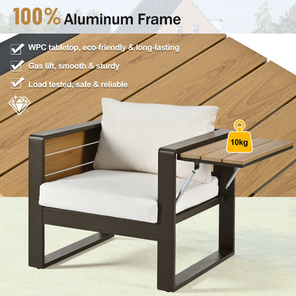 Aluminum Frame Large 4-Piece Outdoor Patio Furniture Set for 5 Person