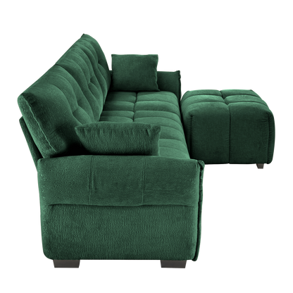 Three-Seater Sofa Set With Ottoman And Pillows