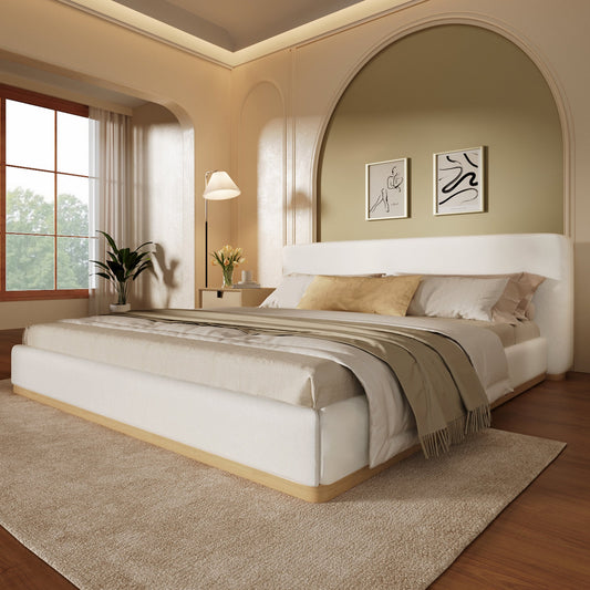 Elegant Upholstered Bed With Solid Wood Frame, King