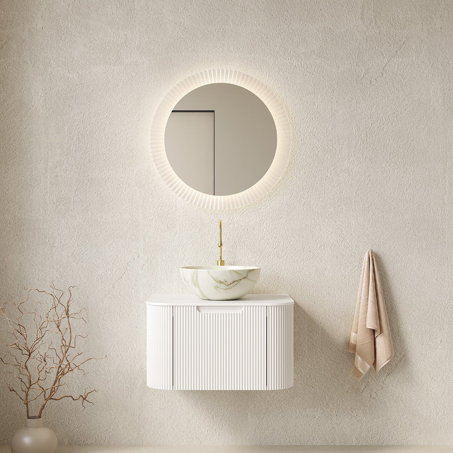 DINA 24" Bathroom Vanity & Sink with Floating Curved Edges