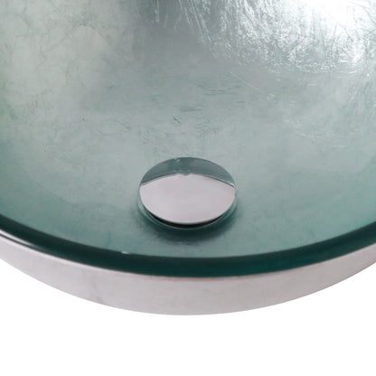 Artistic Tempered Glass Vessel Sink With Pop Up Drain