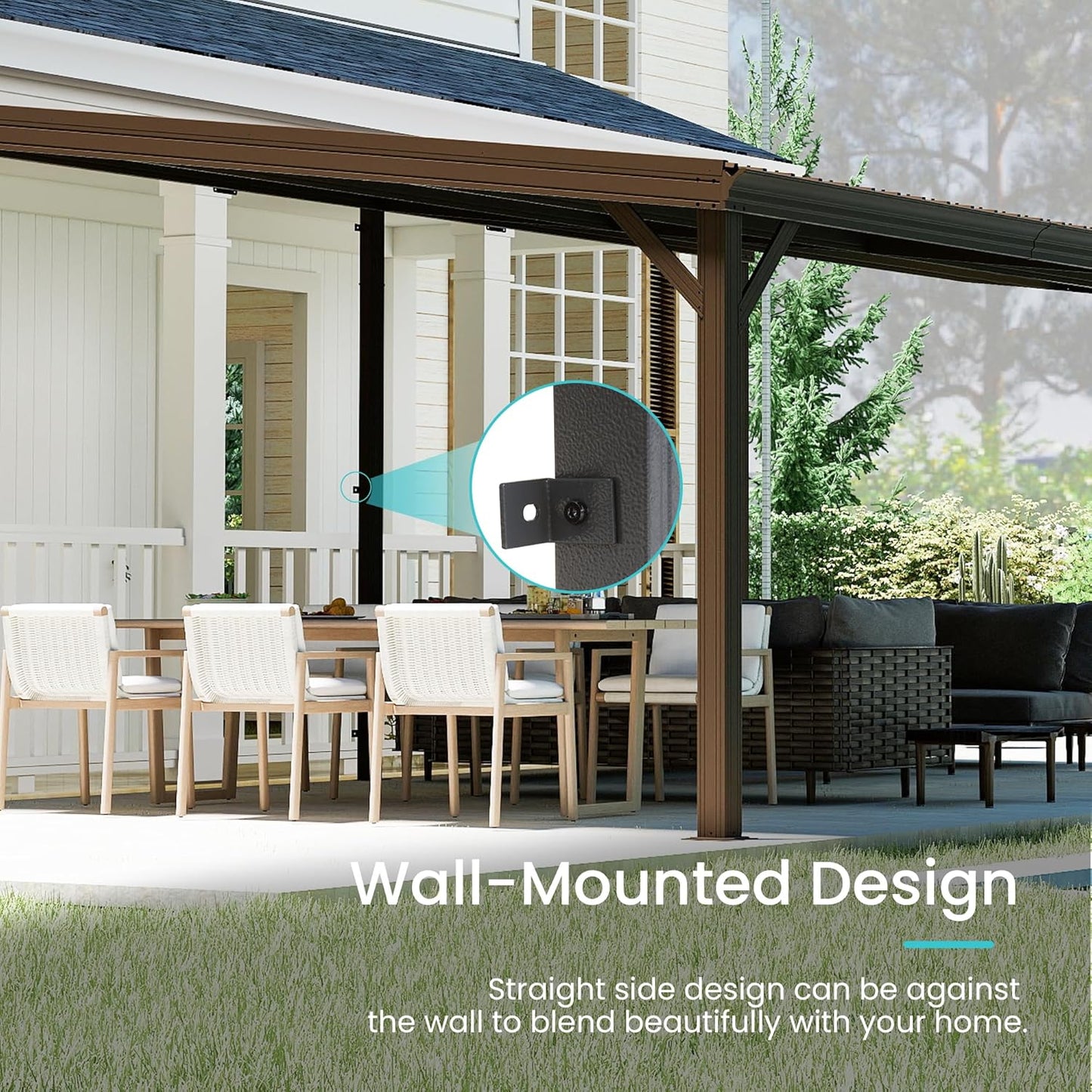12x20FT Lean To Gazebo with Steel Roof