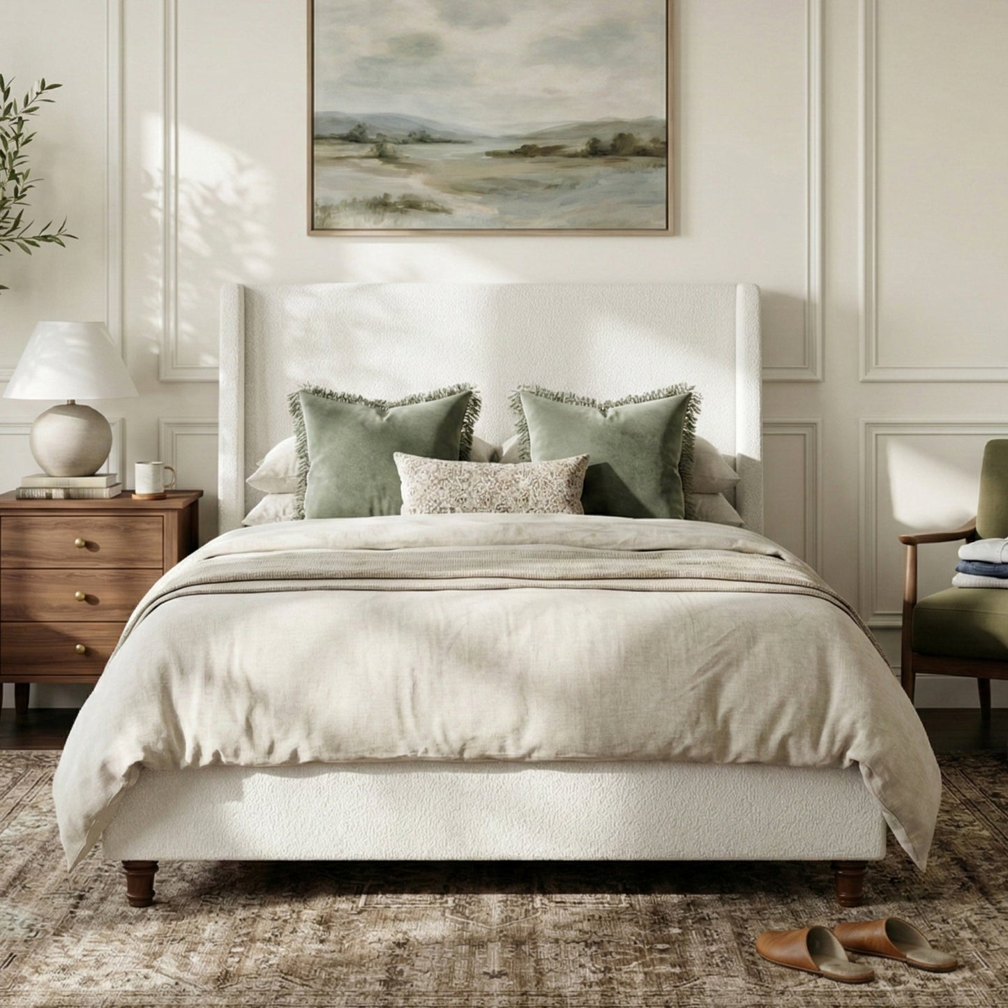 52.7" Tall Upholstered Wingback Queen Platform Bed Frame