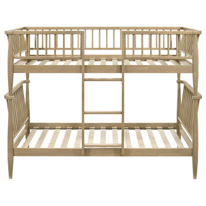 Abram Windsor Twin Over Twin Wood Bunk Bed with Ladder Almond