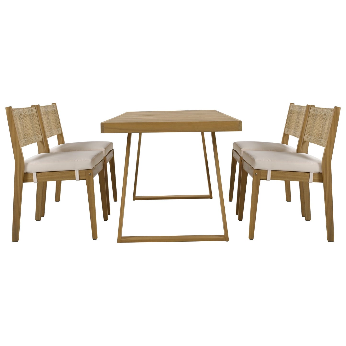 U_Style Multi-Person Outdoor Acacia Wood Dining Table and Chair Set