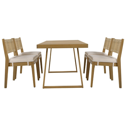 U_Style Multi-Person Outdoor Acacia Wood Dining Table and Chair Set
