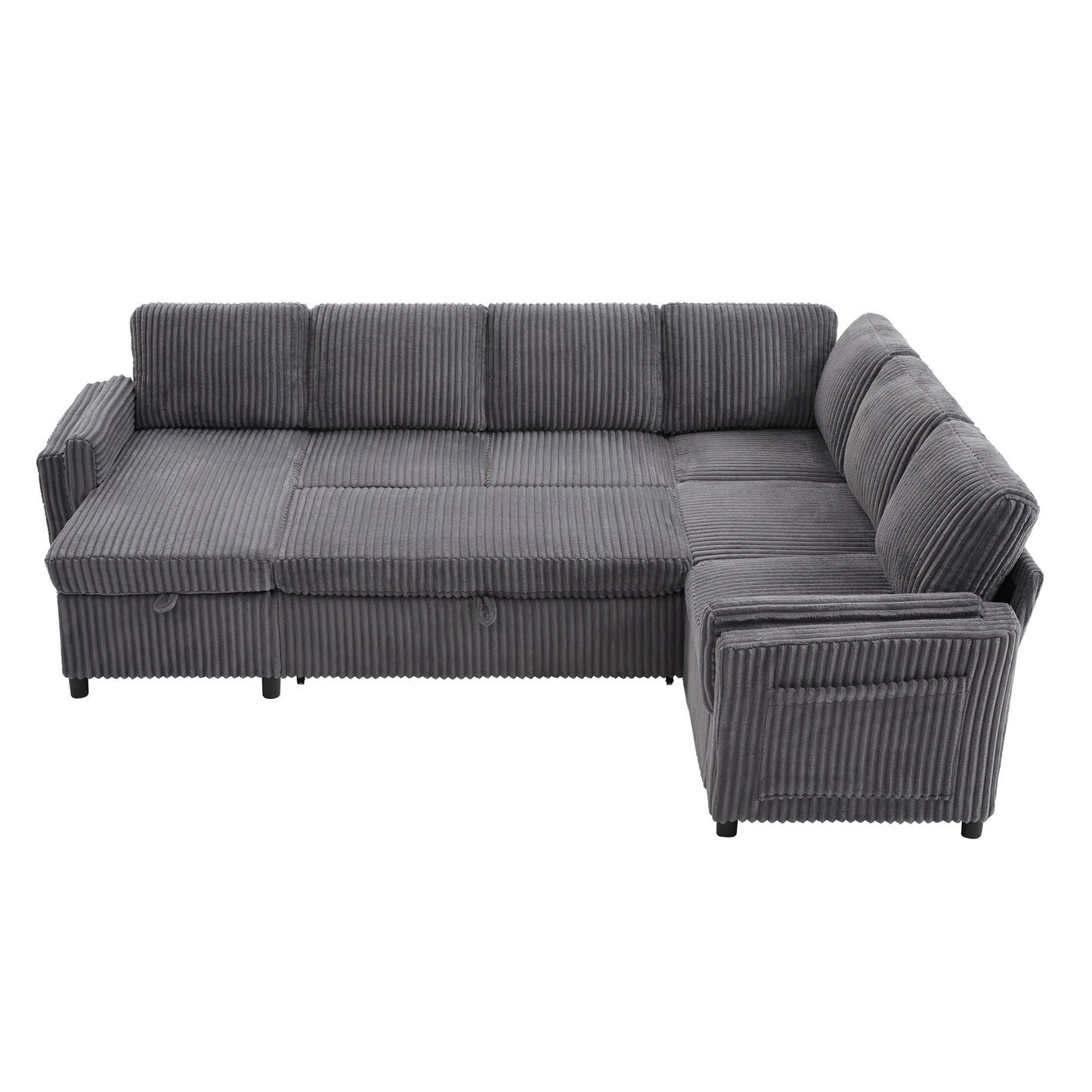 Convertible U-Shaped Sectional Sofa Bed With USB Ports And Storage