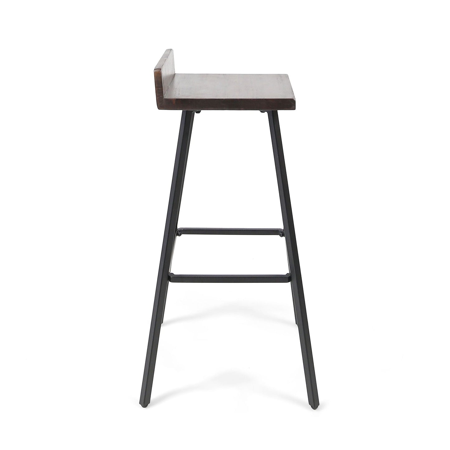 Outdoor Bar Stool With Low Backrests And Wood Seats (Set of 2)
