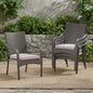Outdoor PE Rattan Stacking Chair with Iron Frame and Cushions (Set of 4)