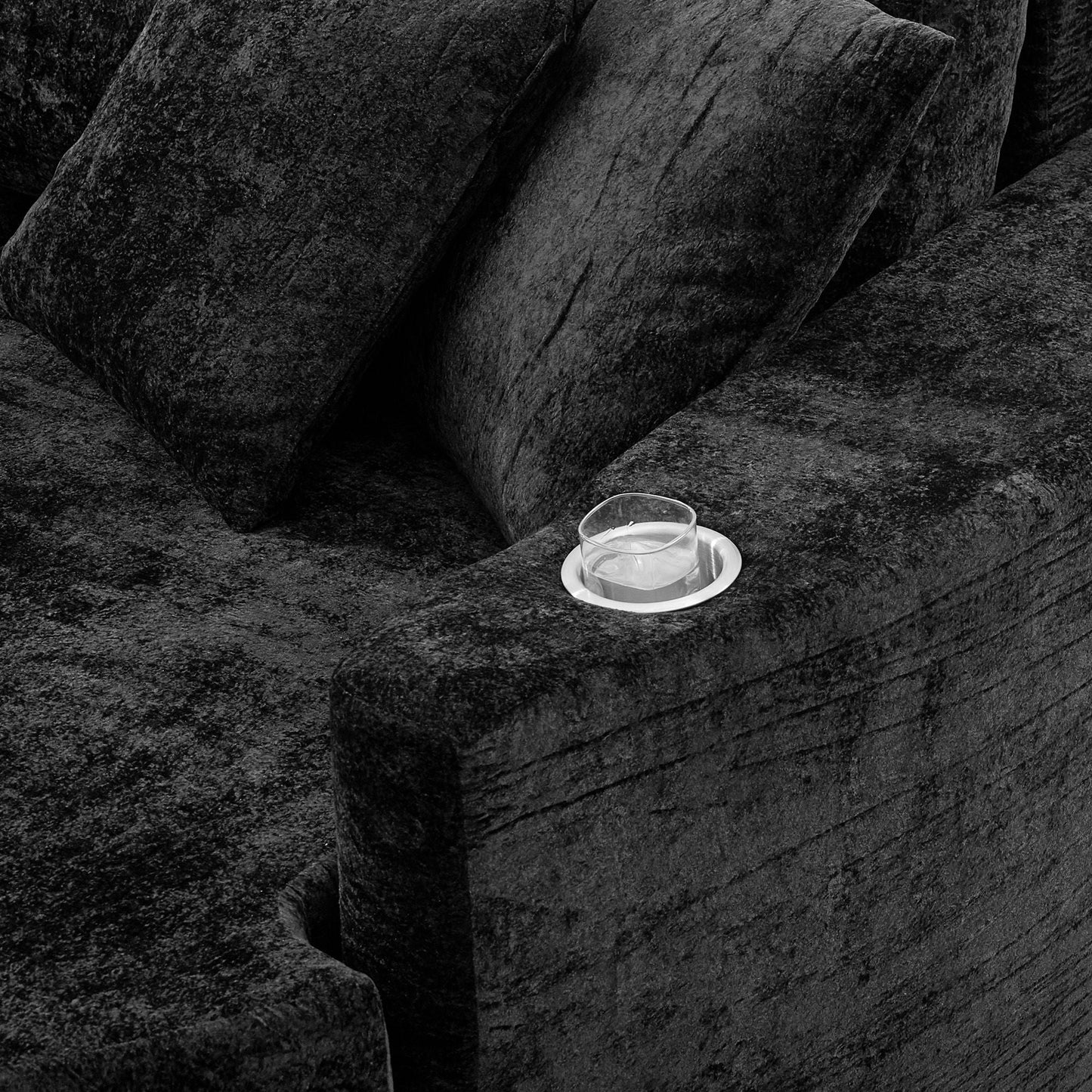 Boneless Design Upholstered Sofa Bed With Cup Holders