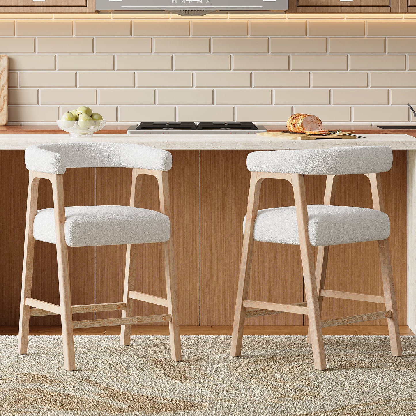 26'' Seat Height Bar Stools with Back - Set of 2