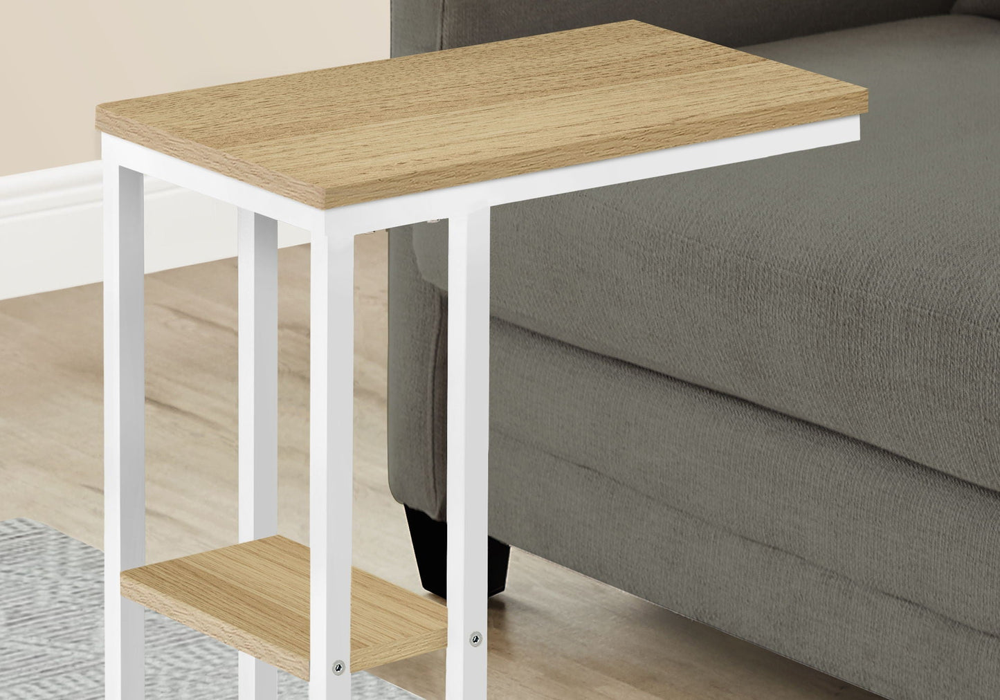 Accent Table, C-Shaped, Marble Look Contemporary & Modern Convenient Design