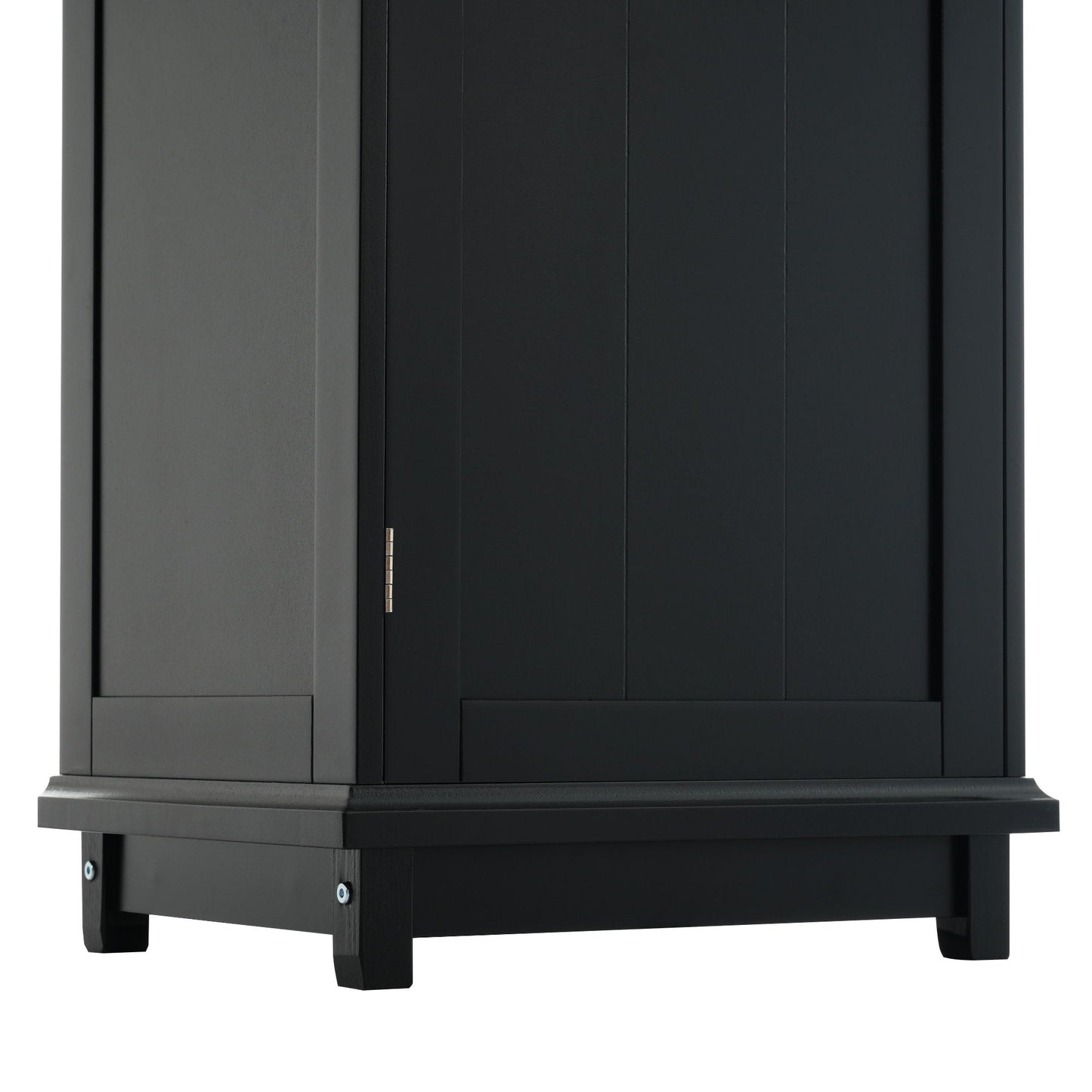 Tall Bathroom Storage Cabinet With Glass Doors, Free-Standing, Two Drawers, And Adjustable Shelves, Board, Painted Perfect For Displaying Your Favorite Items